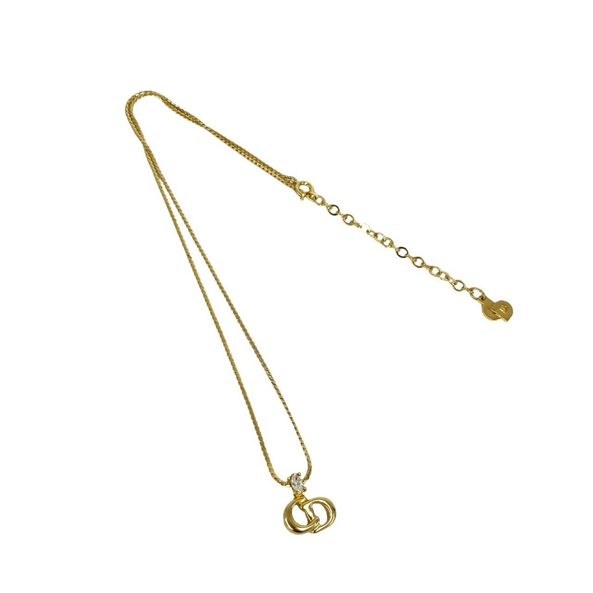Christian Dior Vintage Cd Logo Motif Gp Necklace, Gold Accessory 91705